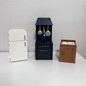 Eden Madeline’s Old House in Paris Dollhouse Kitchen Set Stove Sink Refrigerator